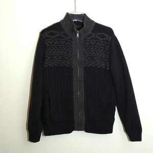 Utex, men's black and gray  fur lined sweater jacket. M.